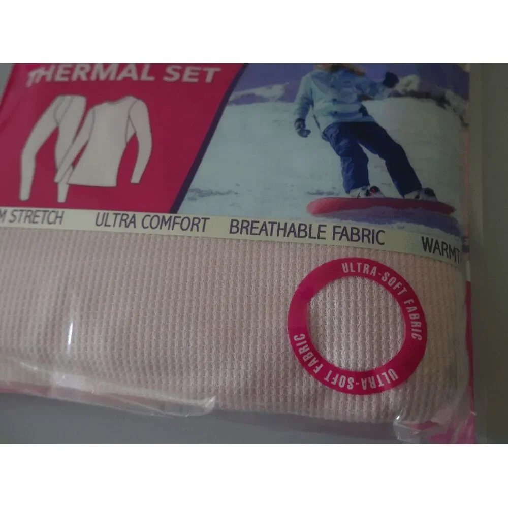 GO UNDER Girls 2PC Thermal Set PINK Base Layer Ultra-Soft Size M 7/8